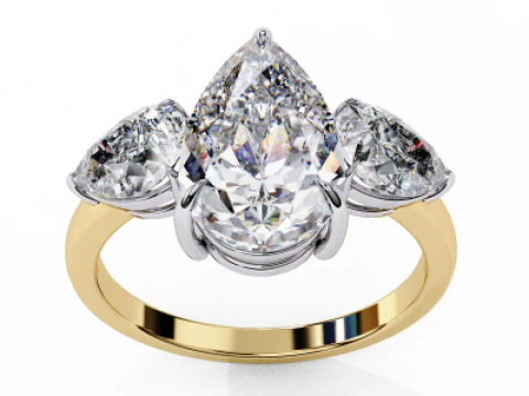 डायमंड के साथ सॉलिटेयर लेडी रिंग का प्रिंट करने योग्य 3डी आभूषण मॉडल 3D मॉडल