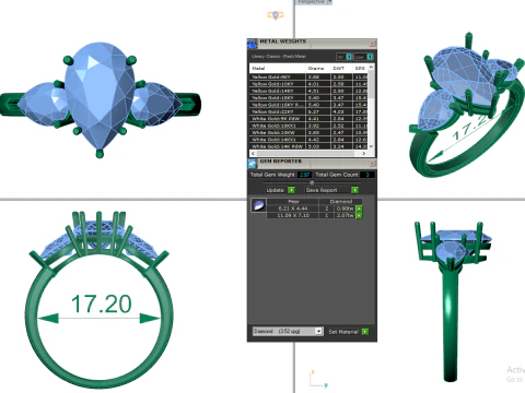 Printable 3D jewelry model of Solitaire Lady Ring with Diamond 3D Model