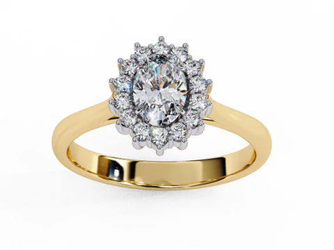 Mod&egrave;le de bijoux 3D imprimable de Solitaire Lady Ring avec diamant Modèle 3D