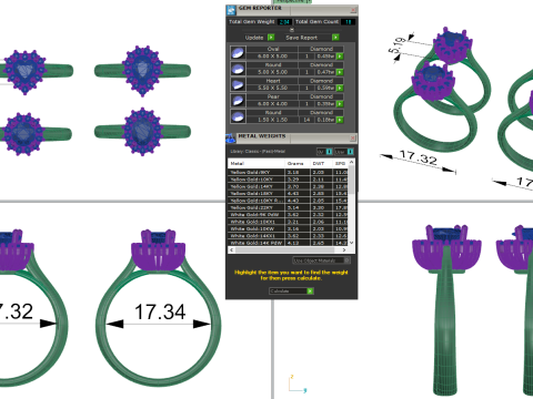 Printable 3D jewelry model of Solitaire Lady Ring with Diamond 3D 모델