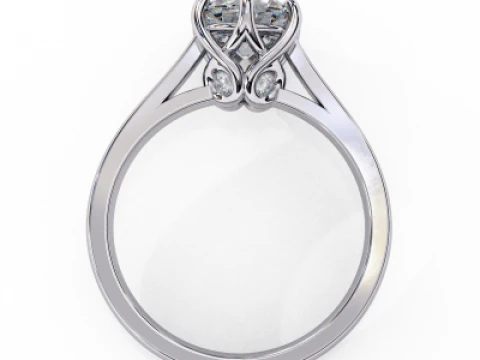 Printable 3D jewelry model of Solitaire Lady Ring with Diamond 3D Model