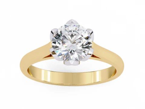 Modello di gioiello 3D stampabile di Solitaire Lady Ring con diamante Modello 3D