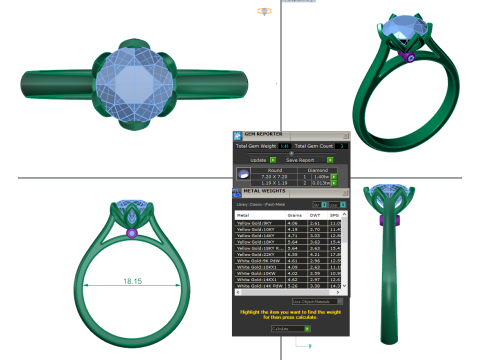 Printable 3D jewelry model of Solitaire Lady Ring with Diamond Modello 3D