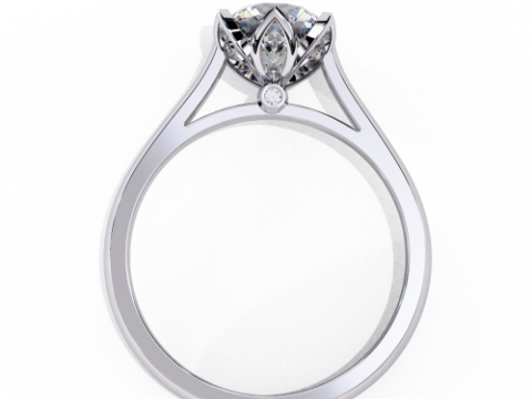 Printable 3D jewelry model of Solitaire Lady Ring with Diamond Modello 3D