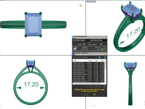 Printable 3D jewelry model of Solitaire Lady Ring with Diamond 3D Model