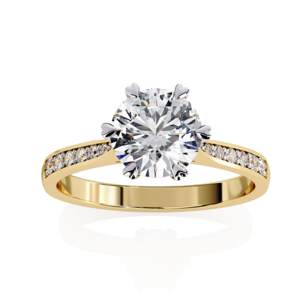 Printable 3D jewelry model of Solitaire Lady Ring with Diamond 3D Model .c4d .max .obj .3ds .fbx .stl .blend