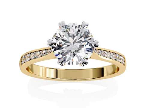 Printable 3D jewelry model of Solitaire Lady Ring with Diamond Modèle 3D