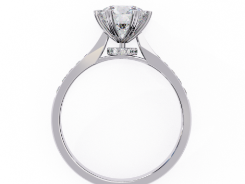 Printable 3D jewelry model of Solitaire Lady Ring with Diamond 3D Model