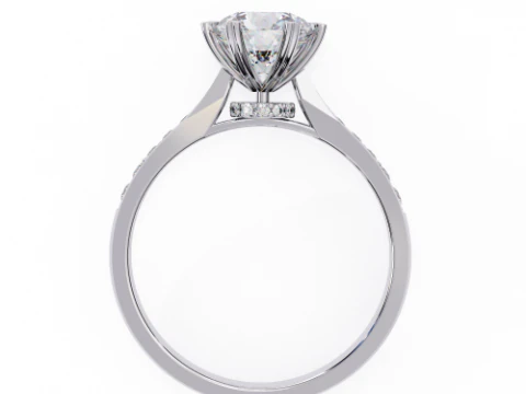 Printable 3D jewelry model of Solitaire Lady Ring with Diamond 3D Model