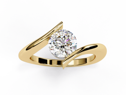 Printable 3D jewelry model of Solitaire Lady Ring with Diamond Modèle 3D