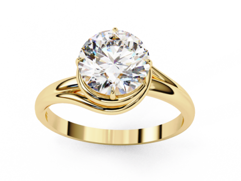 Printable 3D jewelry model of Solitaire Lady Ring with Diamond 3D मॉडल