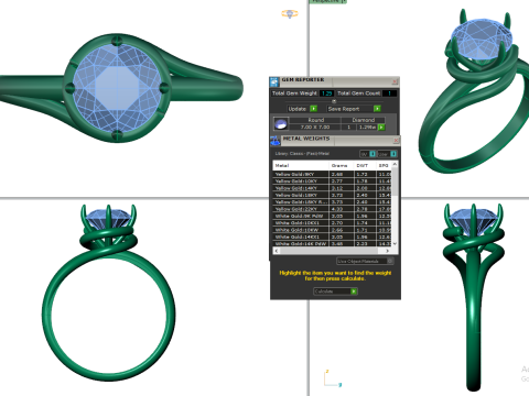 Printable 3D jewelry model of Solitaire Lady Ring with Diamond 3D Модель