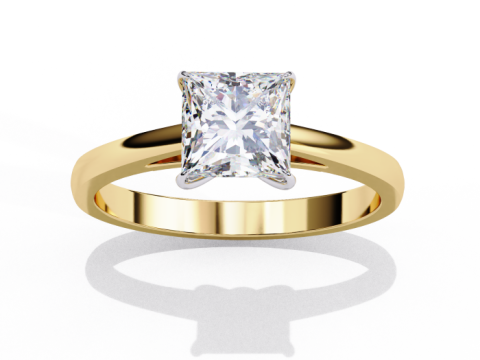 Printable 3D jewelry model of Solitaire Lady Ring with Diamond 3D Model