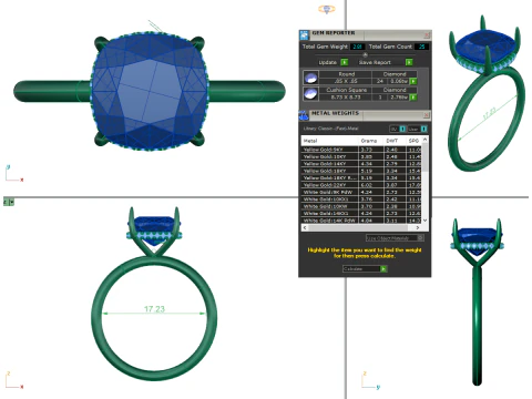 Printable 3D jewelry model of Solitaire Lady Ring with Diamond 3D Model