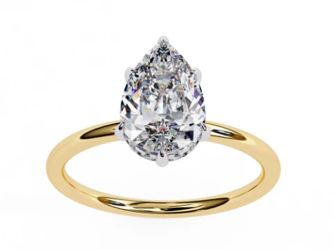 Afdrukbaar 3D-sieradenmodel van Solitaire Lady Ring met diamant 3D Model