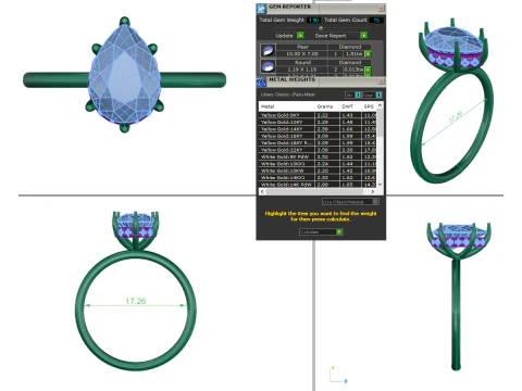 Printable 3D jewelry model of Solitaire Lady Ring with Diamond 3D Model