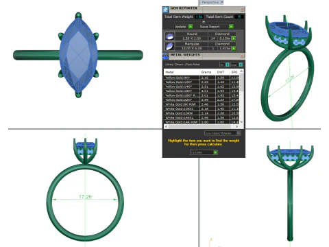 Printable 3D jewelry model of Solitaire Lady Ring with Diamond 3D Model