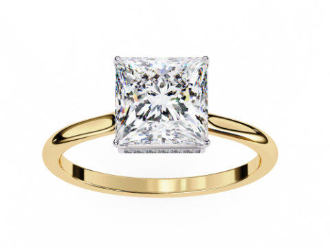 Printable 3D jewelry model of Solitaire Lady Ring with Diamond Modèle 3D