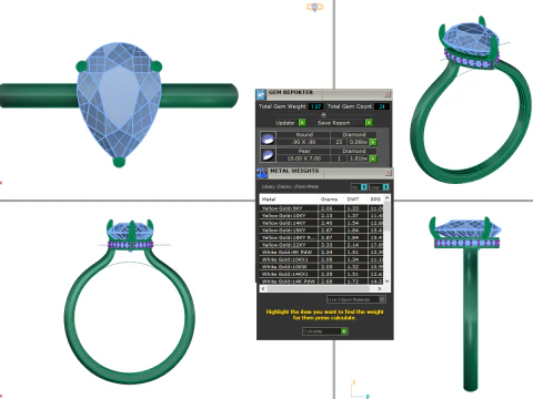 Printable 3D jewelry model of Solitaire Lady Ring with Diamond 3D Model