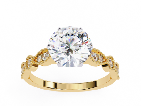 Printable 3D jewelry model of Solitaire Lady Ring with Diamond Model 3D