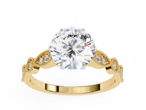 Printable 3D jewelry model of Solitaire Lady Ring with Diamond 3D Model