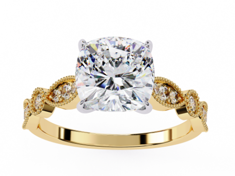 Printable 3D jewelry model of Solitaire Lady Ring with Diamond 3D 모델