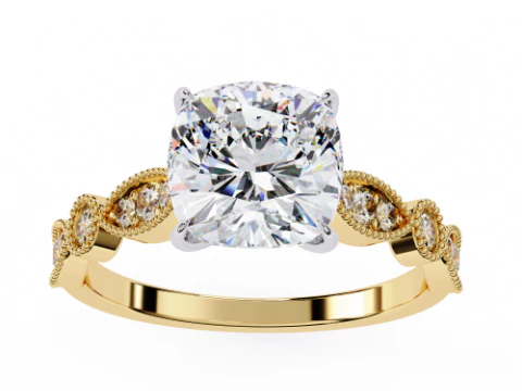 Pırlantalı Tek Taş Bayan Y&uuml;z&uuml;k yazdırılabilir 3D takı modeli 3D Model