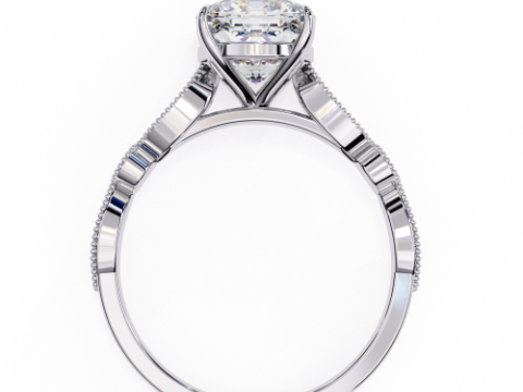 Printable 3D jewelry model of Solitaire Lady Ring with Diamond 3D Model