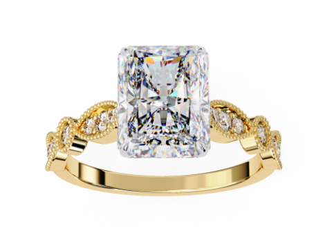 Printable 3D jewelry model of Solitaire Lady Ring with Diamond Modèle 3D