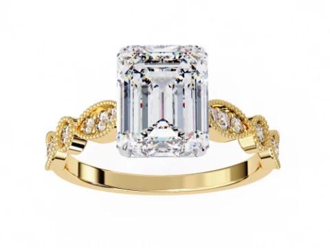 Modello di gioiello 3D stampabile di Solitaire Lady Ring con diamante Modello 3D