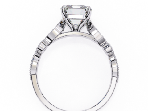 Printable 3D jewelry model of Solitaire Lady Ring with Diamond Modelo 3D