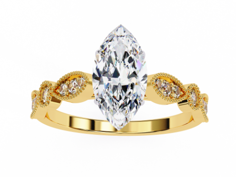 Printable 3D jewelry model of Solitaire Lady Ring with Diamond 3D 模型
