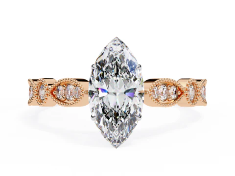 Printable 3D jewelry model of Solitaire Lady Ring with Diamond 3D Model
