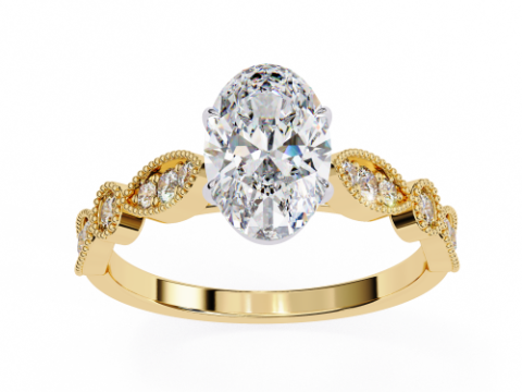 Printable 3D jewelry model of Solitaire Lady Ring with Diamond 3D मॉडल
