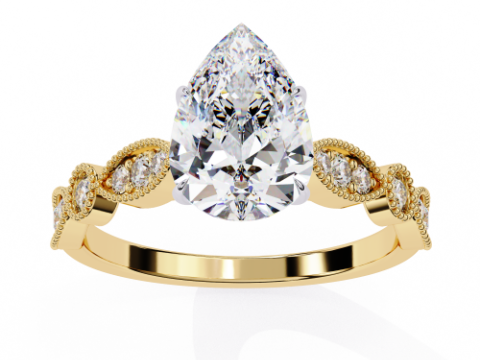 Printable 3D jewelry model of Solitaire Lady Ring with Diamond 3D Model