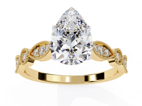 Modello di gioiello 3D stampabile di Solitaire Lady Ring con diamante Modello 3D