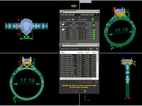 Printable 3D jewelry model of Solitaire Lady Ring with Diamond 3D Model