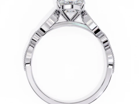 Printable 3D jewelry model of Solitaire Lady Ring with Diamond 3D Model