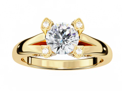 Printable 3D jewelry model of Solitaire Lady Ring with Diamond 3D Model