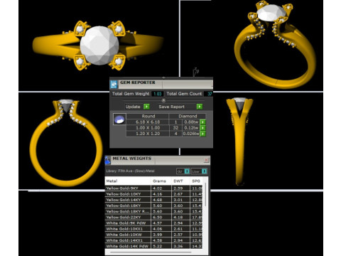 Printable 3D jewelry model of Solitaire Lady Ring with Diamond Modelo 3D
