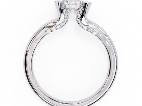 Printable 3D jewelry model of Solitaire Lady Ring with Diamond Modelo 3D