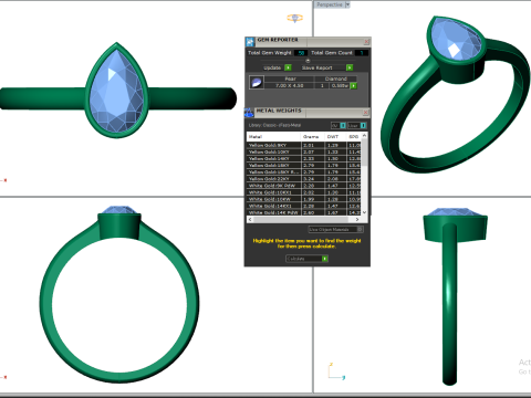 Printable 3D jewelry model of Solitaire Lady Ring with Diamond 3D Model