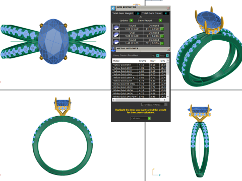 Printable 3D jewelry model of Solitaire Lady Ring with Diamond 3D Модель