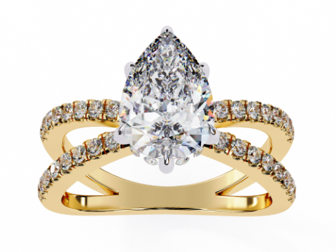 Printable 3D jewelry model of Solitaire Lady Ring with Diamond Modelo 3D
