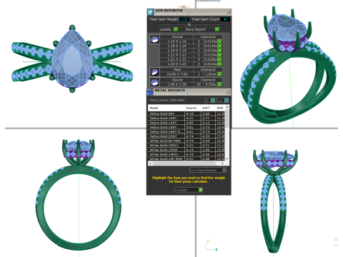 Printable 3D jewelry model of Solitaire Lady Ring with Diamond 3D Модель