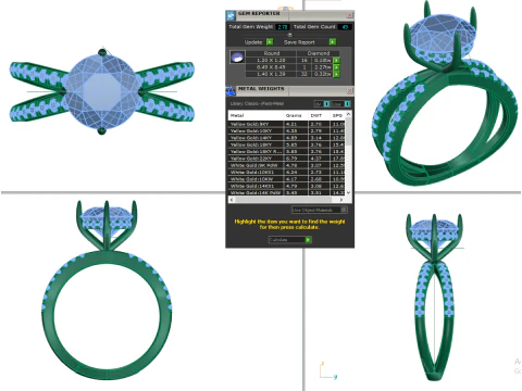 Printable 3D jewelry model of Solitaire Lady Ring with Diamond 3D Model