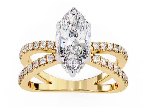 Printable 3D jewelry model of Solitaire Lady Ring with Diamond Model 3D
