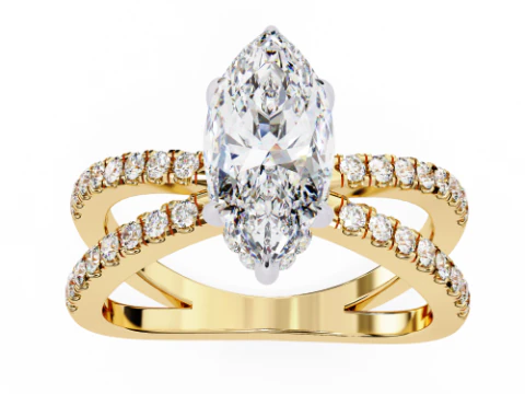 Printable 3D jewelry model of Solitaire Lady Ring with Diamond 3D Model