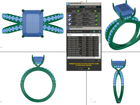 Modello di gioiello 3D stampabile di Solitaire Lady Ring con diamante Modello 3D