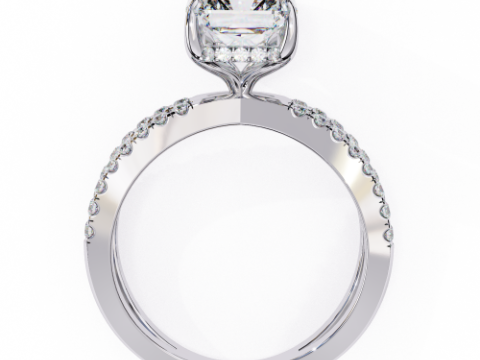 Printable 3D jewelry model of Solitaire Lady Ring with Diamond Modèle 3D